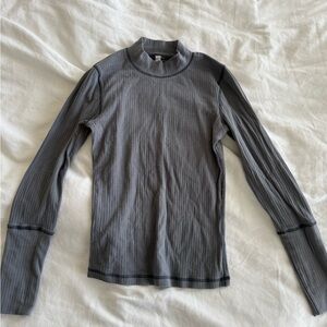 Free People Ribbed Mock Neck Long Sleeve Shirt